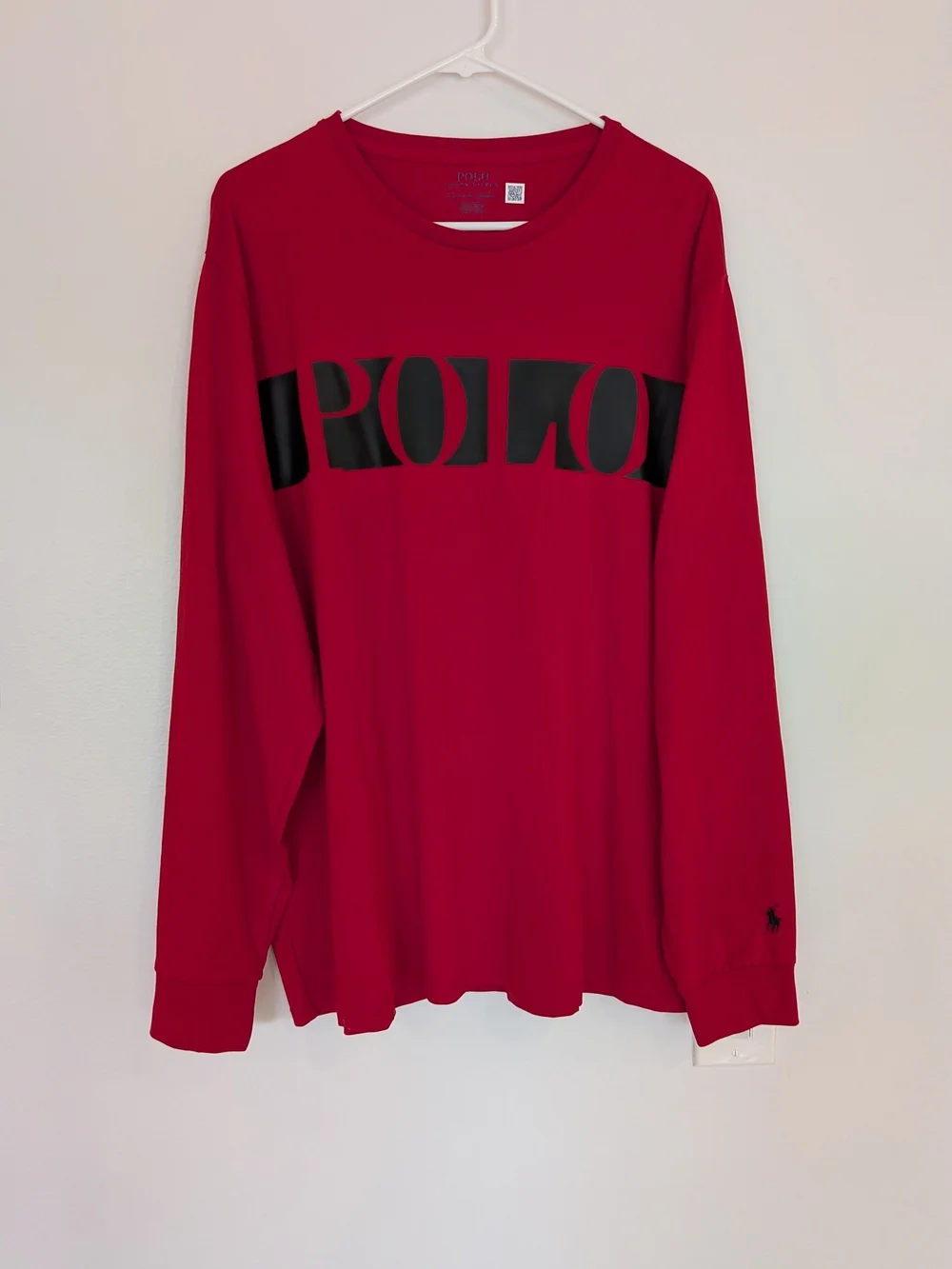 Polo Ralph Lauren Men Red Black Logo Long Sleeve Graphic Tee Shirt XL NWOT
